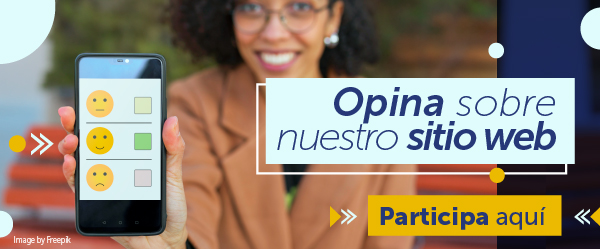 Banner que enlaza a encuesta sobre percepción del sitio web