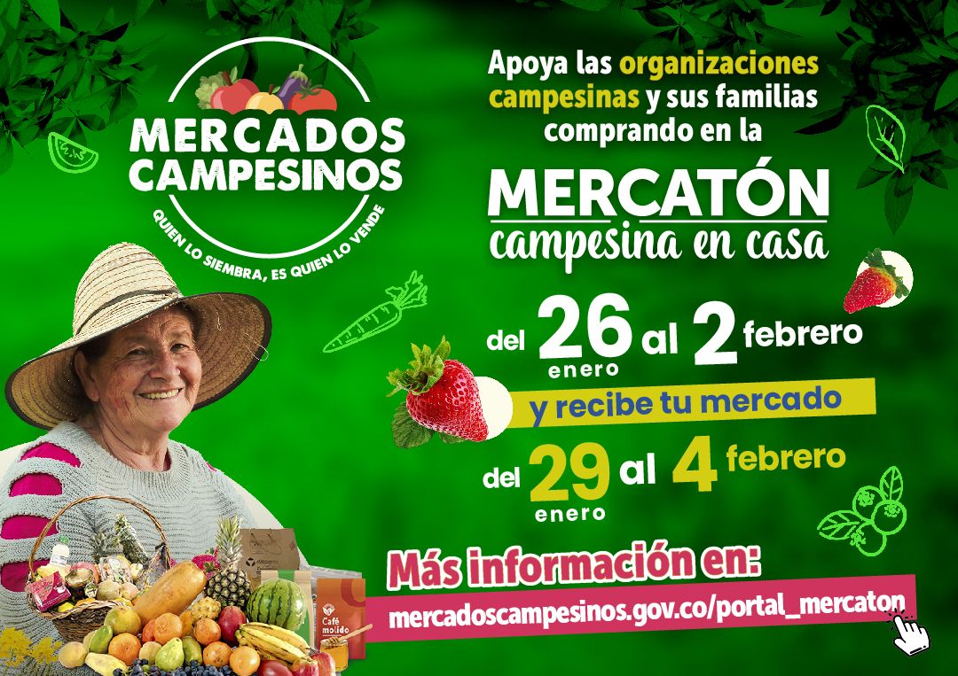 Imagen alusiva a póster que anuncia Mercatón Campesina en casa del 26 de enero al 2 de febrero