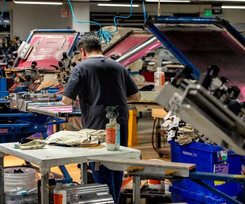 Fotografía de una fábrica textil.