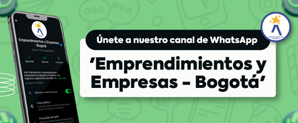 Banner que enlaza a canal de WhatsApp 'Emprendimientos y Empresas - Bogotá'