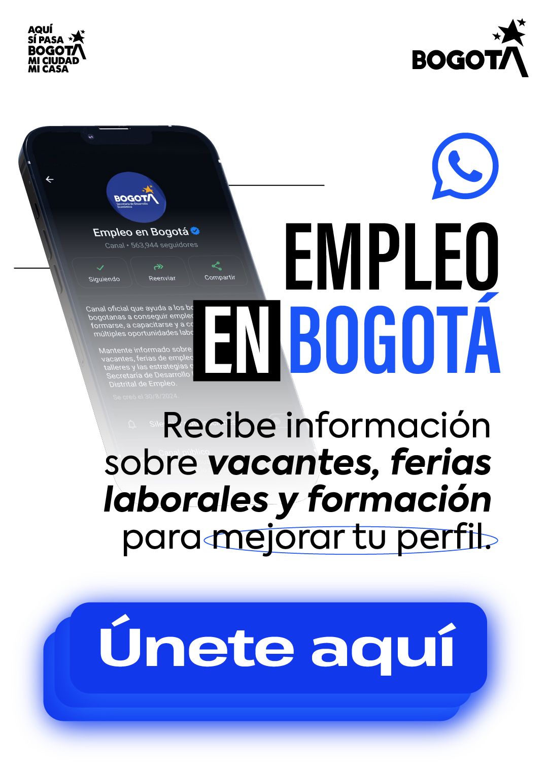 Imagen relacionada con acceso a canal de Whatsapp 'Empleo en Bogotá'