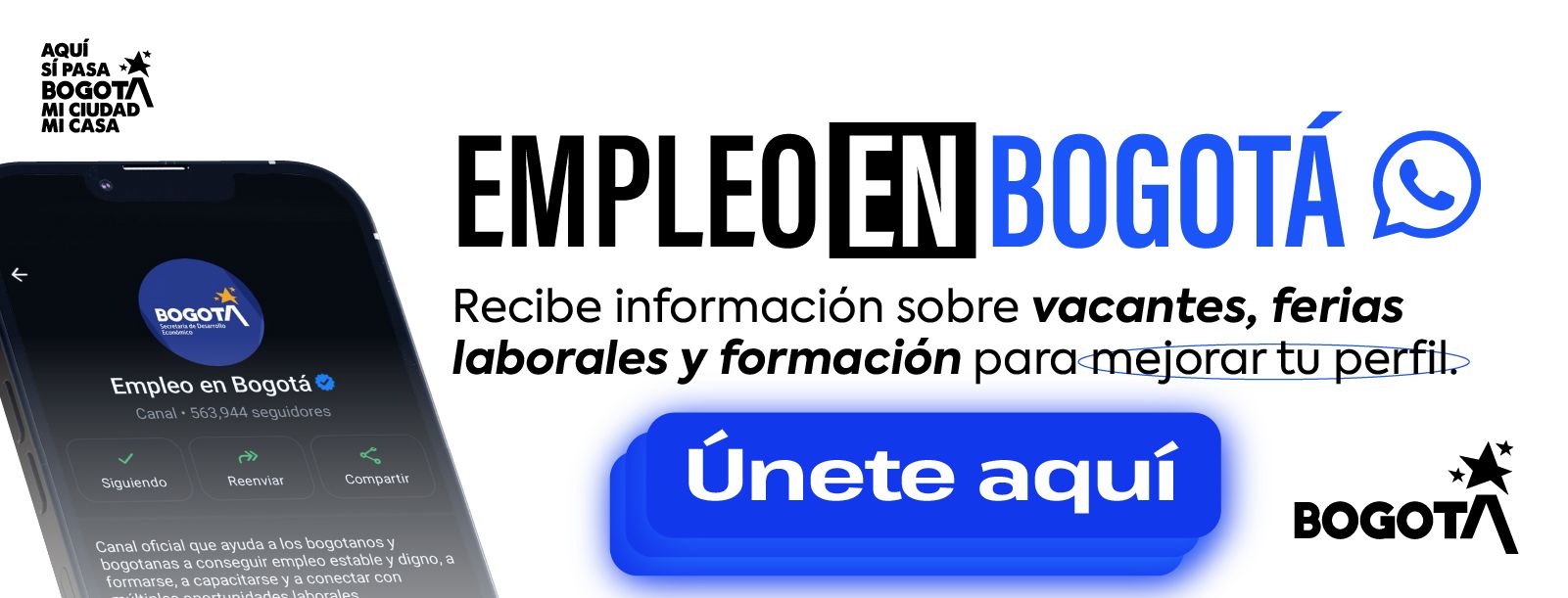 Imagen relacionada con acceso a canal de Whatsapp 'Empleo en Bogotá'