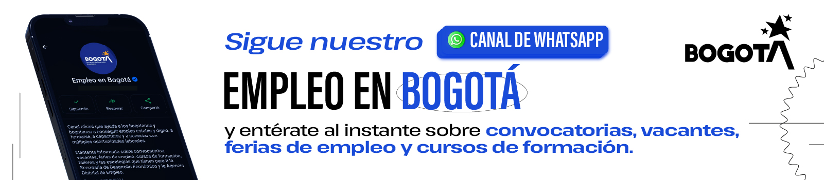 Banner relacionado a canal de Whatsapp 'Empleo en Bogotá'