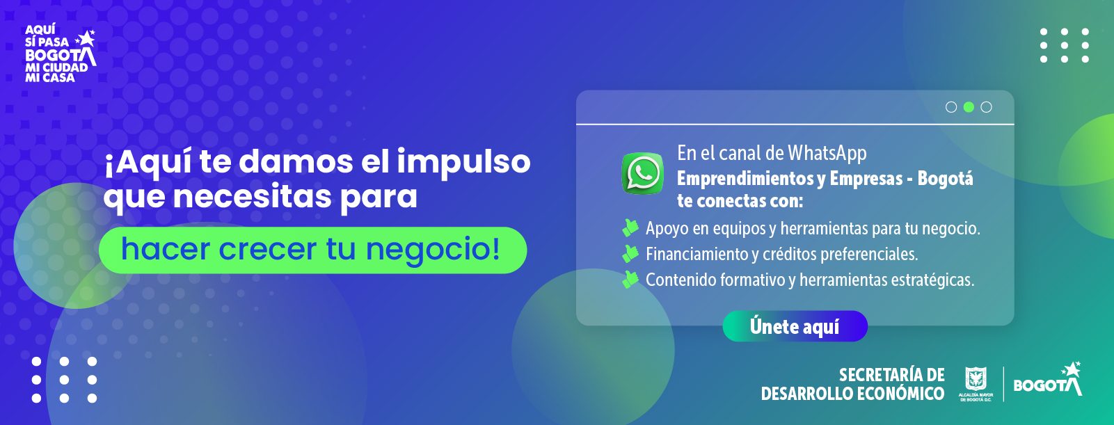Imagen relacionada con acceso a canal de Whatsapp 'Emprendimiento y Empresas de Bogotá'