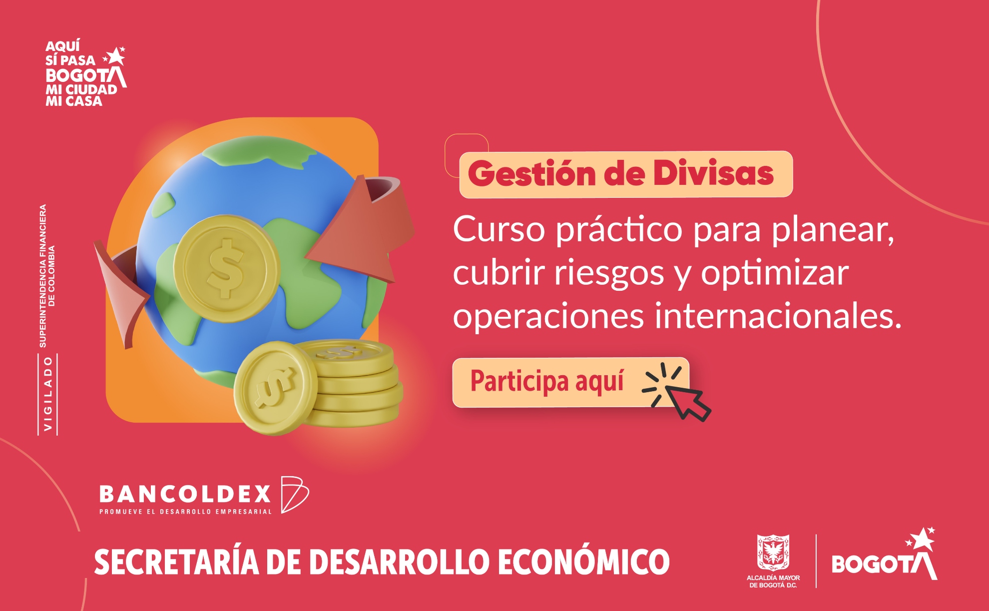 Banner que enlaza a información sobre curso para cubrir riesgos en operaciones de divisas