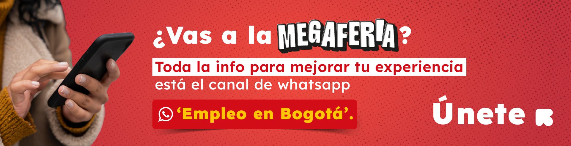 Banner relacionado con acceso al canal de WhatsApp 'Empleo en Bogotá'